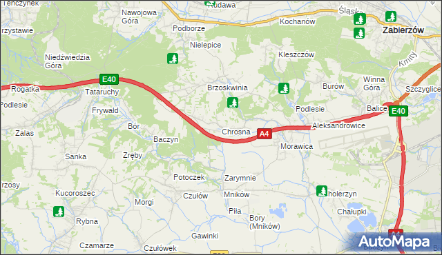 mapa Chrosna gmina Liszki, Chrosna gmina Liszki na mapie Targeo