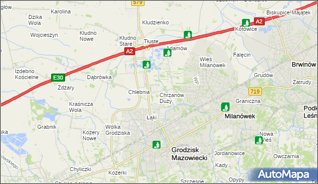 mapa Chrzanów Duży, Chrzanów Duży na mapie Targeo