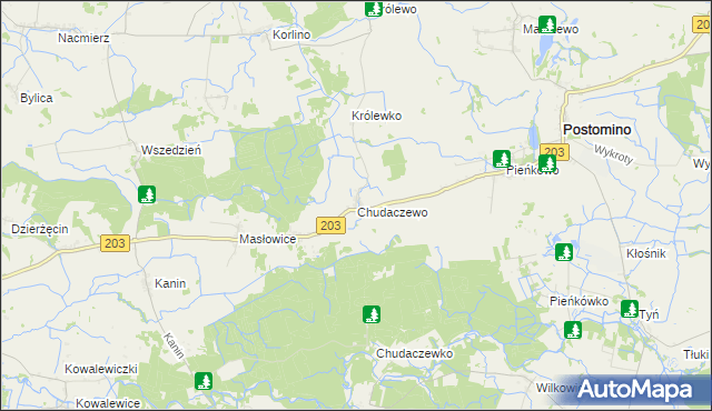 mapa Chudaczewo, Chudaczewo na mapie Targeo