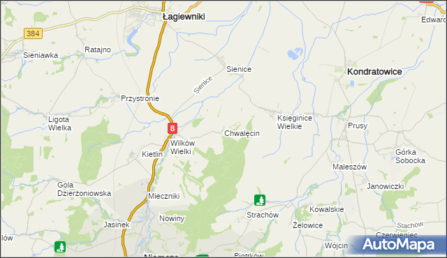 mapa Chwalęcin gmina Niemcza, Chwalęcin gmina Niemcza na mapie Targeo