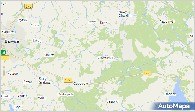 mapa Chwalimki, Chwalimki na mapie Targeo