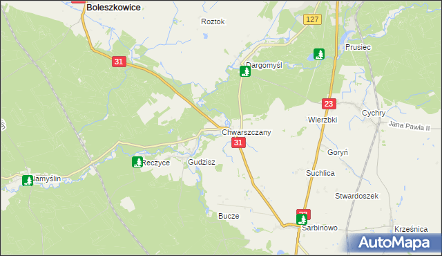 mapa Chwarszczany, Chwarszczany na mapie Targeo