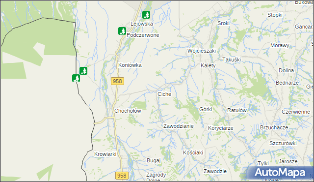 mapa Ciche gmina Czarny Dunajec, Ciche gmina Czarny Dunajec na mapie Targeo