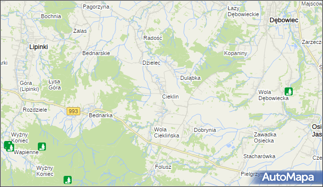 mapa Cieklin, Cieklin na mapie Targeo