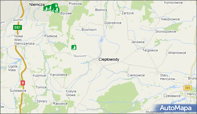 mapa Ciepłowody, Ciepłowody na mapie Targeo