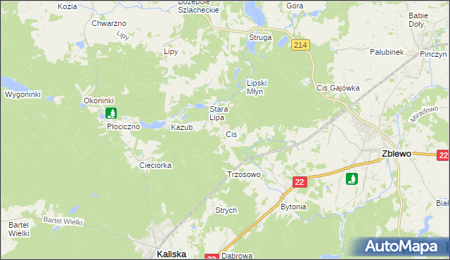 mapa Cis gmina Zblewo, Cis gmina Zblewo na mapie Targeo