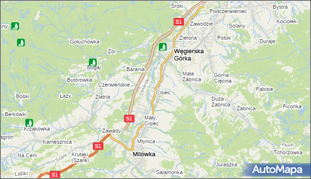 mapa Cisiec, Cisiec na mapie Targeo