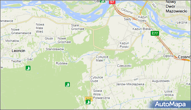 mapa Cybulice Małe, Cybulice Małe na mapie Targeo