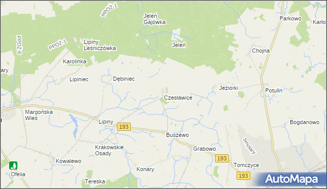 mapa Czesławice gmina Gołańcz, Czesławice gmina Gołańcz na mapie Targeo