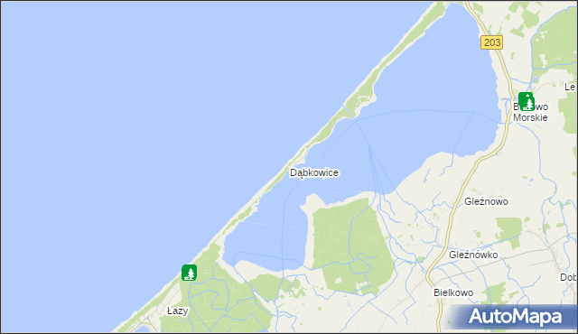 mapa Dąbkowice gmina Darłowo, Dąbkowice gmina Darłowo na mapie Targeo