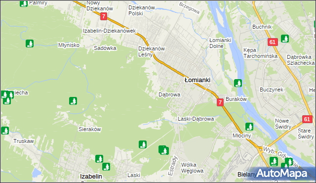 mapa Dąbrowa gmina Łomianki, Dąbrowa gmina Łomianki na mapie Targeo
