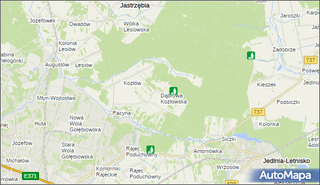 mapa Dąbrowa Kozłowska, Dąbrowa Kozłowska na mapie Targeo