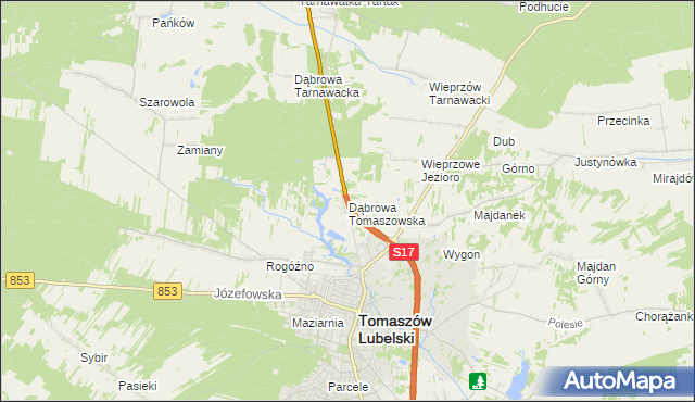 mapa Dąbrowa Tomaszowska, Dąbrowa Tomaszowska na mapie Targeo