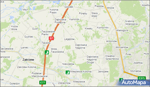 mapa Dąbrówka Nagórna, Dąbrówka Nagórna na mapie Targeo