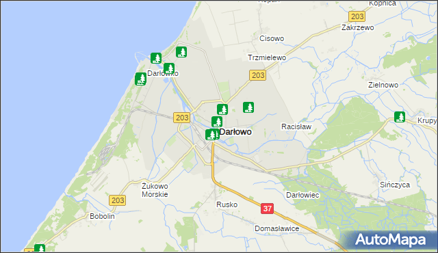 mapa Darłowo, Darłowo na mapie Targeo