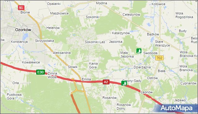 mapa Dębniak gmina Zgierz, Dębniak gmina Zgierz na mapie Targeo