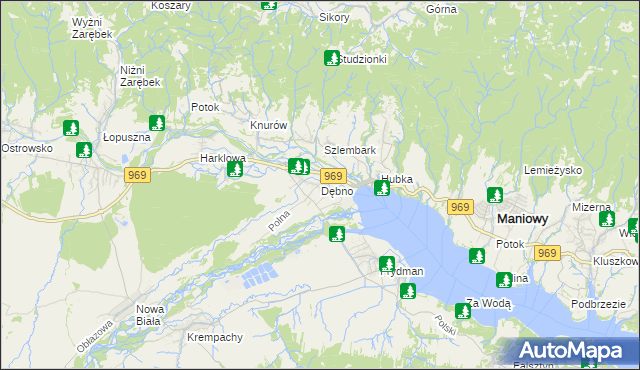 mapa Dębno gmina Nowy Targ, Dębno gmina Nowy Targ na mapie Targeo