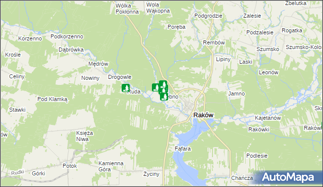 mapa Dębno gmina Raków, Dębno gmina Raków na mapie Targeo