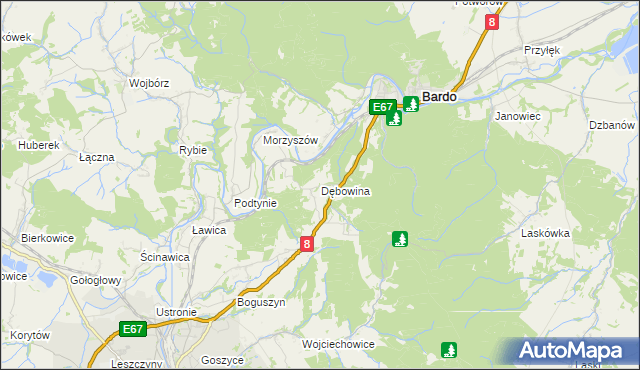 mapa Dębowina, Dębowina na mapie Targeo