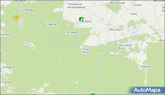 mapa Długi Bród gmina Połajewo, Długi Bród gmina Połajewo na mapie Targeo