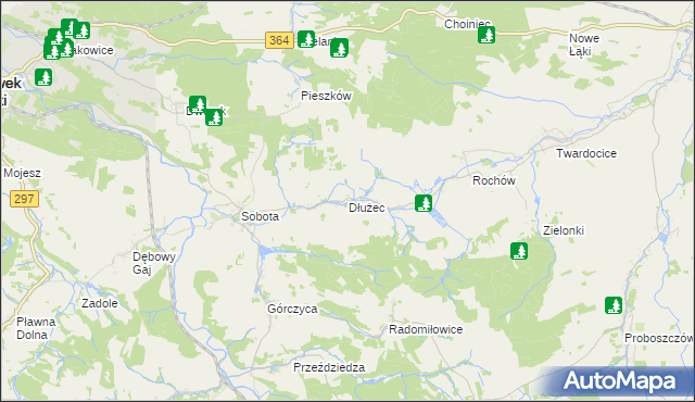 mapa Dłużec gmina Lwówek Śląski, Dłużec gmina Lwówek Śląski na mapie Targeo