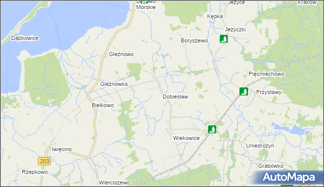 mapa Dobiesław gmina Darłowo, Dobiesław gmina Darłowo na mapie Targeo