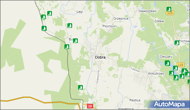 mapa Dobra gmina Dobra (Szczecińska), Dobra gmina Dobra (Szczecińska) na mapie Targeo