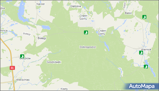mapa Dobrogoszcz gmina Trzcińsko-Zdrój, Dobrogoszcz gmina Trzcińsko-Zdrój na mapie Targeo