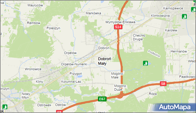 mapa Dobroń Mały, Dobroń Mały na mapie Targeo