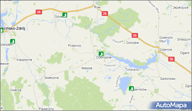 mapa Dobropole gmina Trzcińsko-Zdrój, Dobropole gmina Trzcińsko-Zdrój na mapie Targeo