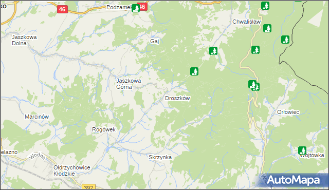 mapa Droszków gmina Kłodzko, Droszków gmina Kłodzko na mapie Targeo