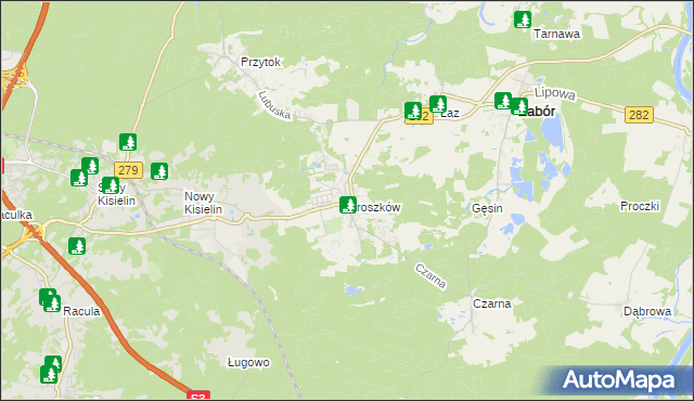 mapa Droszków gmina Zabór, Droszków gmina Zabór na mapie Targeo