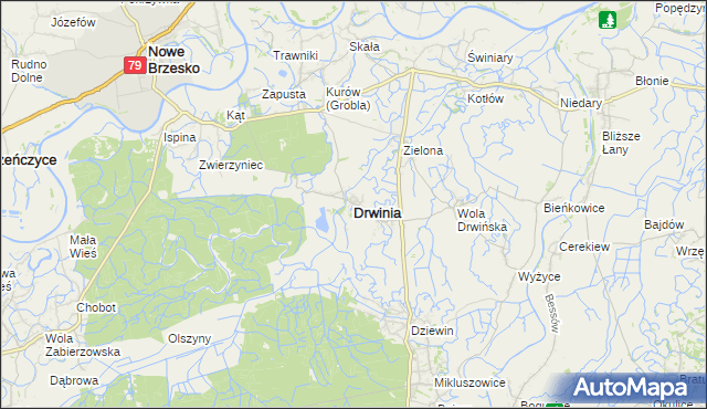 mapa Drwinia powiat bocheński, Drwinia powiat bocheński na mapie Targeo