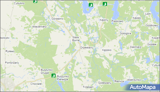 mapa Drzewiany, Drzewiany na mapie Targeo