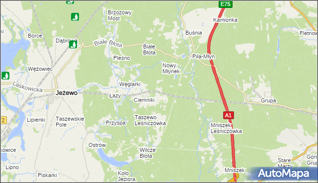 mapa Dubielno gmina Jeżewo, Dubielno gmina Jeżewo na mapie Targeo