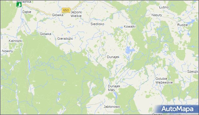 mapa Dunajek gmina Kowale Oleckie, Dunajek gmina Kowale Oleckie na mapie Targeo