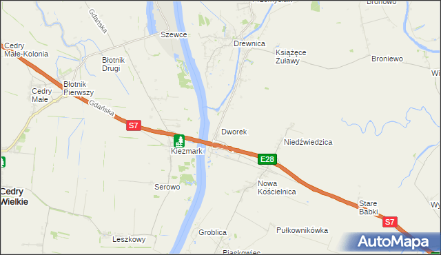mapa Dworek gmina Stegna, Dworek gmina Stegna na mapie Targeo