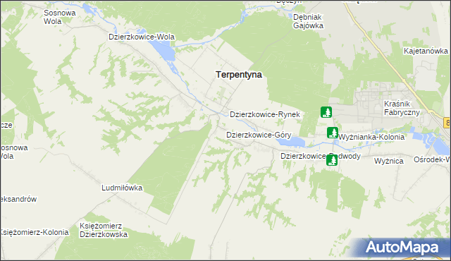 mapa Dzierzkowice-Góry, Dzierzkowice-Góry na mapie Targeo