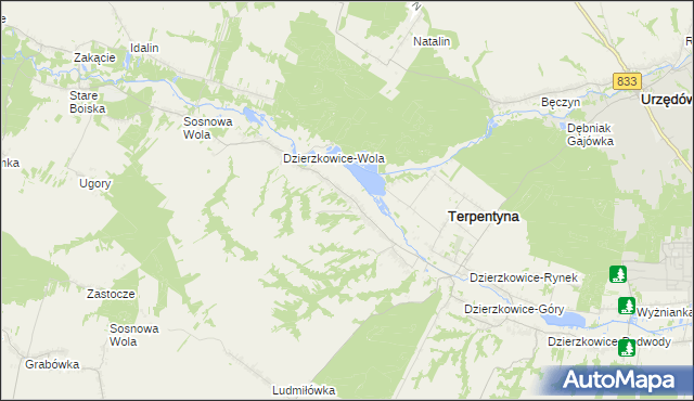 mapa Dzierzkowice-Zastawie, Dzierzkowice-Zastawie na mapie Targeo