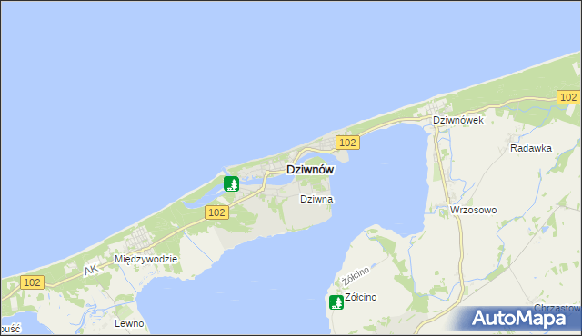 mapa Dziwnów, Dziwnów na mapie Targeo