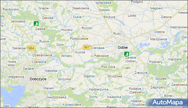mapa Fałkowice gmina Gdów, Fałkowice gmina Gdów na mapie Targeo