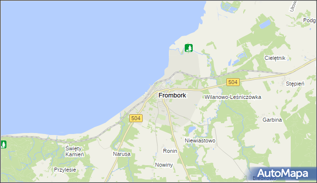 mapa Frombork, Frombork na mapie Targeo