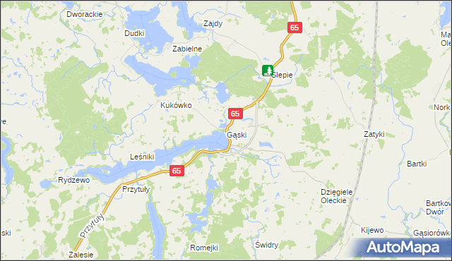 mapa Gąski gmina Olecko, Gąski gmina Olecko na mapie Targeo