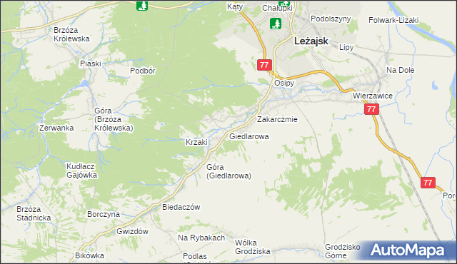 mapa Giedlarowa, Giedlarowa na mapie Targeo