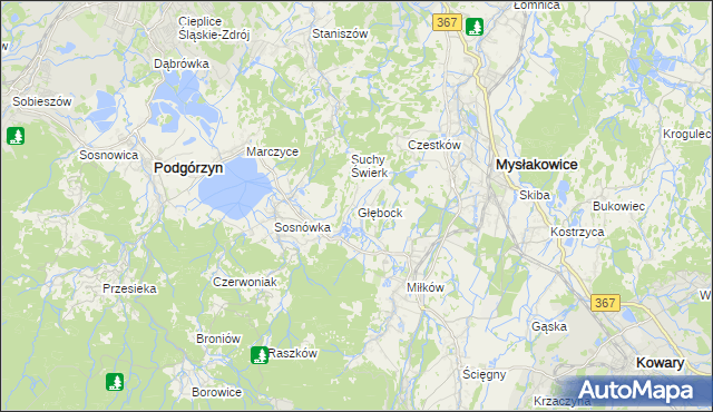 mapa Głębock gmina Podgórzyn, Głębock gmina Podgórzyn na mapie Targeo