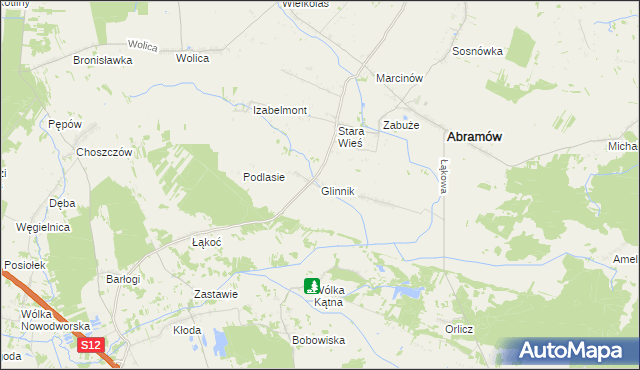 mapa Glinnik gmina Abramów, Glinnik gmina Abramów na mapie Targeo