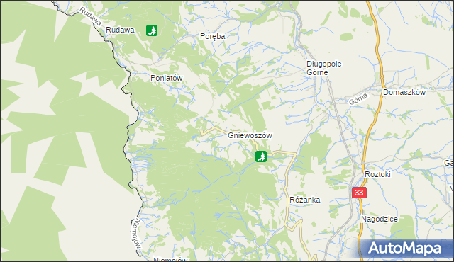 mapa Gniewoszów gmina Międzylesie, Gniewoszów gmina Międzylesie na mapie Targeo