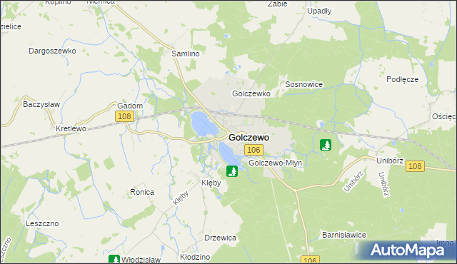 mapa Golczewo powiat kamieński, Golczewo powiat kamieński na mapie Targeo