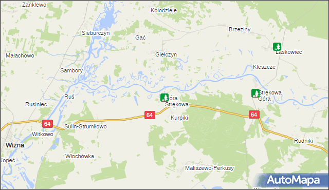 mapa Góra Strękowa, Góra Strękowa na mapie Targeo