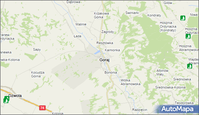 mapa Goraj powiat biłgorajski, Goraj powiat biłgorajski na mapie Targeo